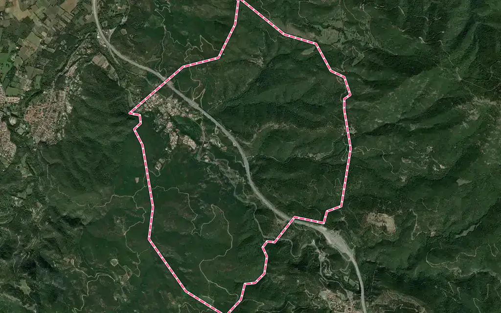 Vue satellite de Les Cluses avec ses contours administratifs