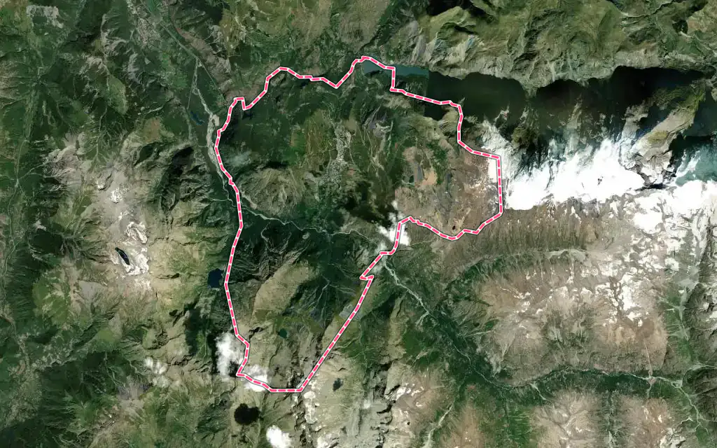 Vue satellite de Les Deux Alpes avec ses contours administratifs