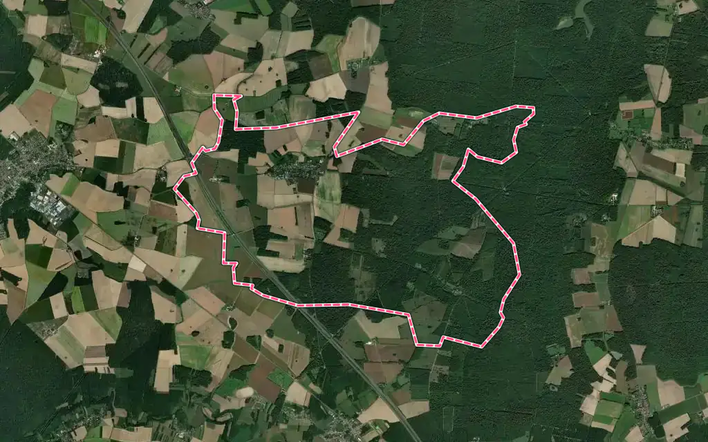 Vue satellite de Les Écrennes avec ses contours administratifs