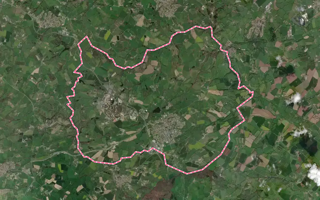 Vue satellite de Les Epesses avec ses contours administratifs