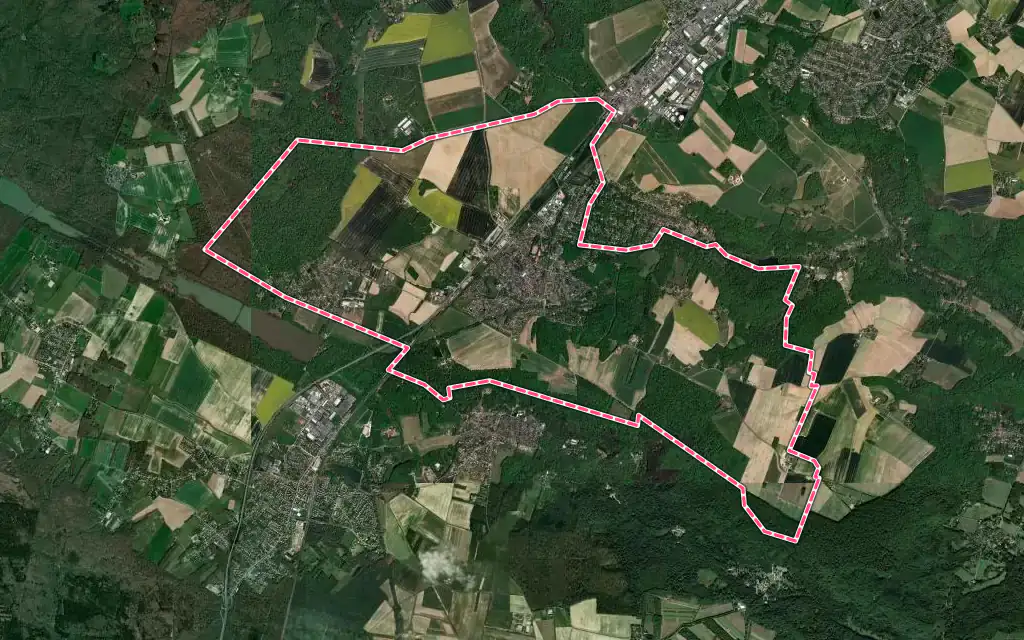 Vue satellite de Les Essarts-le-Roi avec ses contours administratifs