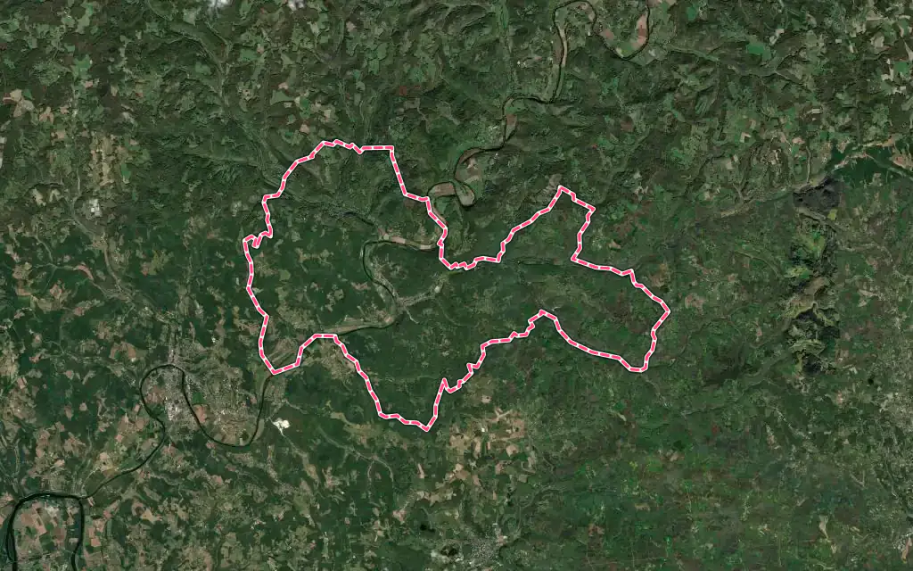 Vue satellite de Les Eyzies avec ses contours administratifs