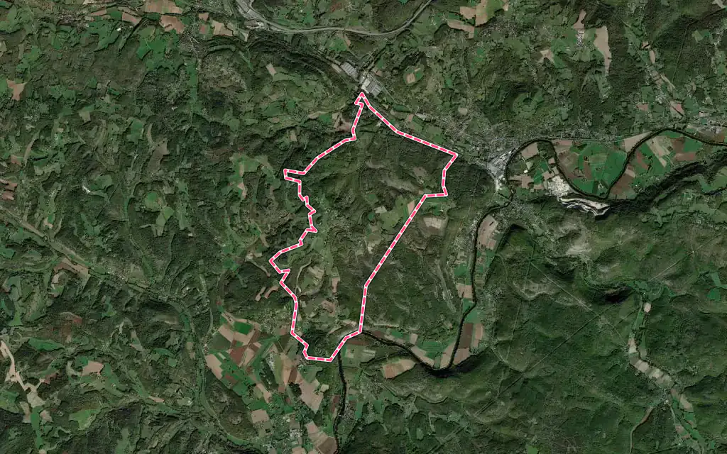 Vue satellite de Les Farges avec ses contours administratifs