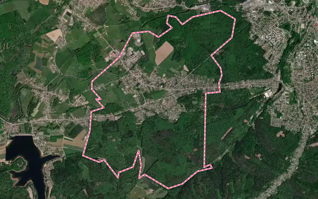 Vue satellite de Les Forges avec ses contours administratifs