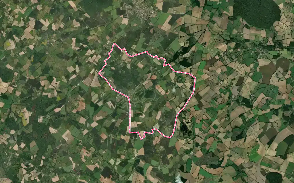 Vue satellite de Les Forges avec ses contours administratifs
