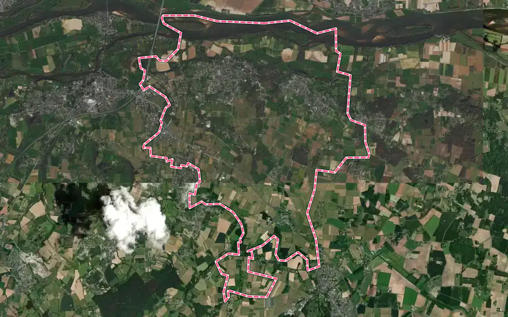 Vue satellite de Les Garennes sur Loire avec ses contours administratifs