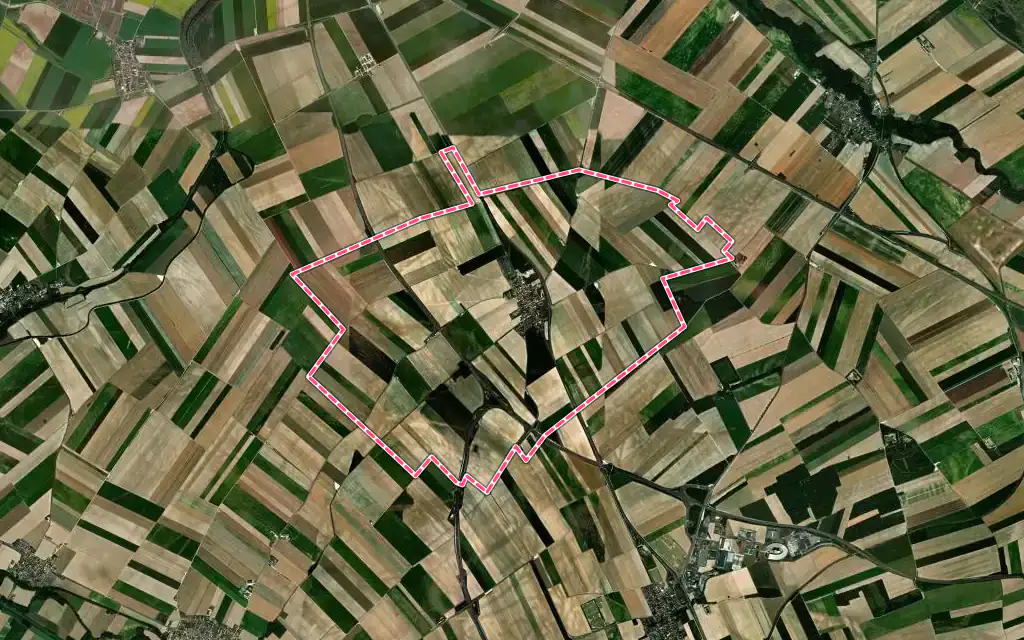 Vue satellite de Les Grandes-Loges avec ses contours administratifs