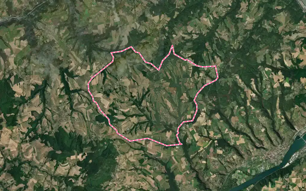 Vue satellite de Les Haies avec ses contours administratifs
