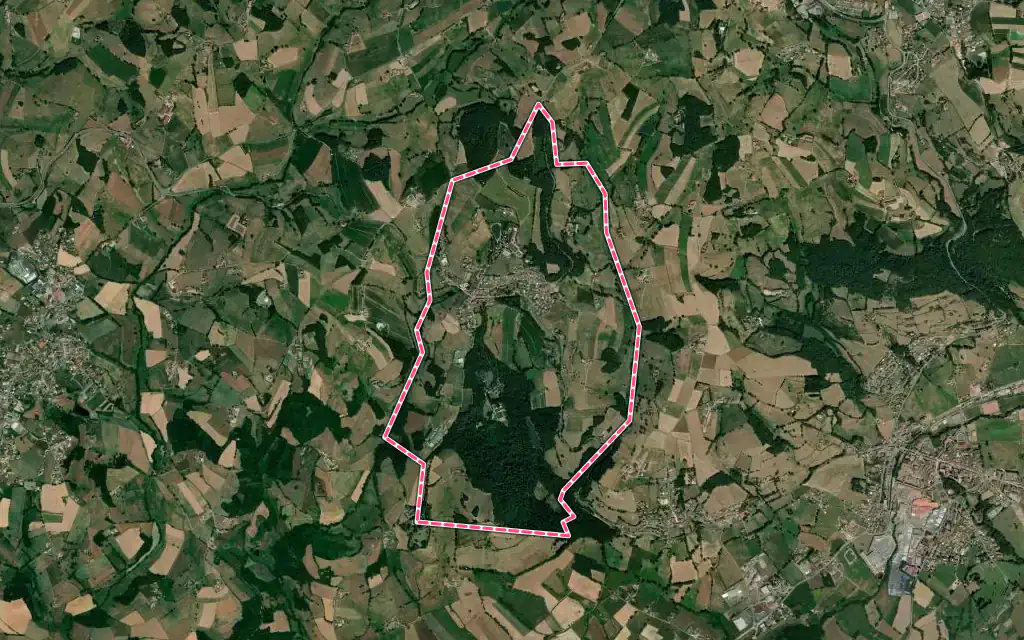 Vue satellite de Les Halles avec ses contours administratifs