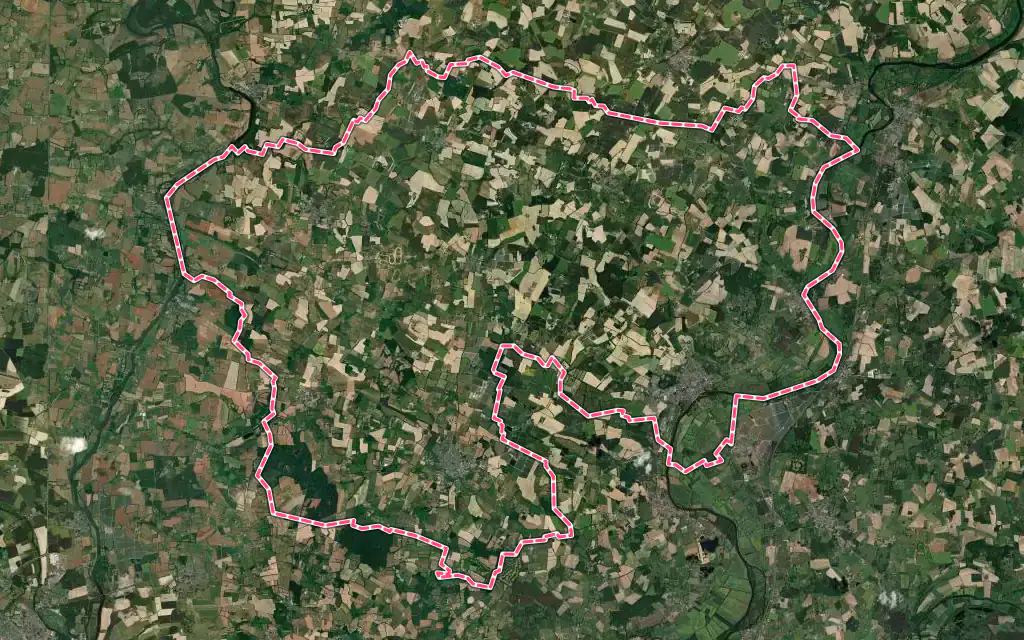 Vue satellite de Les Hauts-d'Anjou avec ses contours administratifs