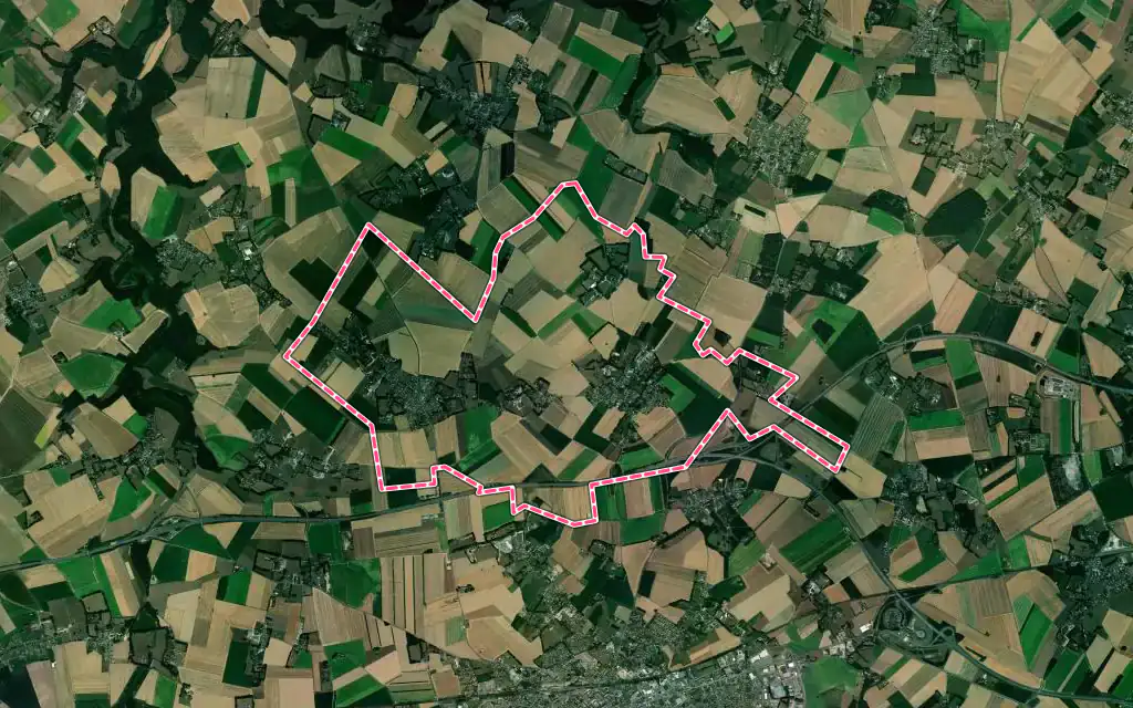 Vue satellite de Les Hauts-de-Caux avec ses contours administratifs