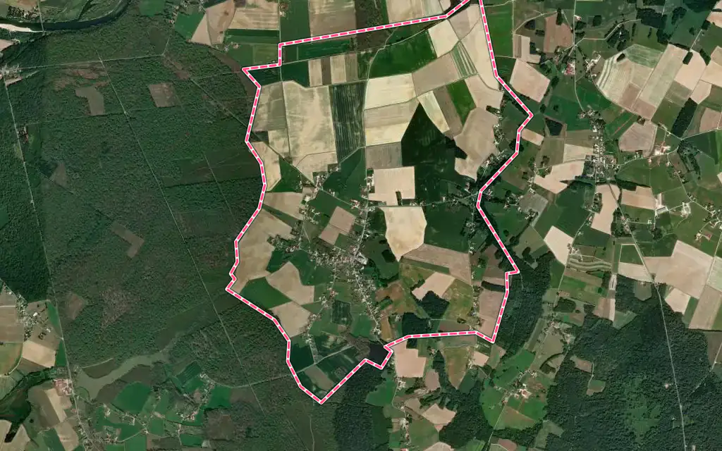 Vue satellite de Les Hays avec ses contours administratifs