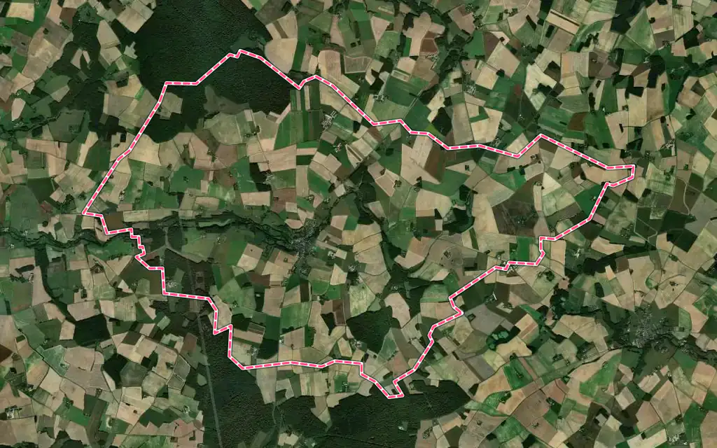 Vue satellite de Les Hermites avec ses contours administratifs