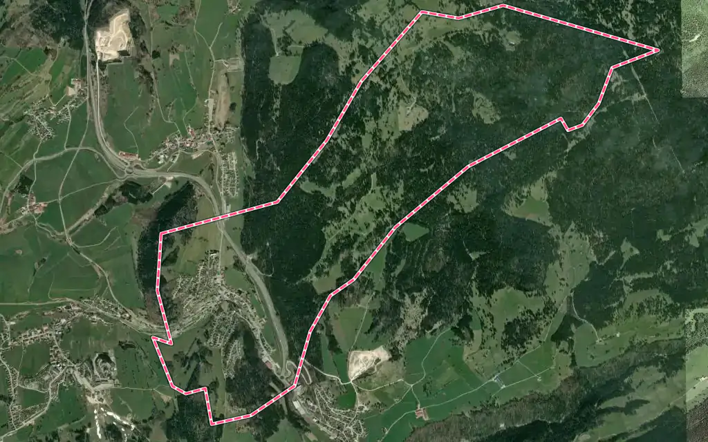 Vue satellite de Les Hôpitaux-Neufs avec ses contours administratifs
