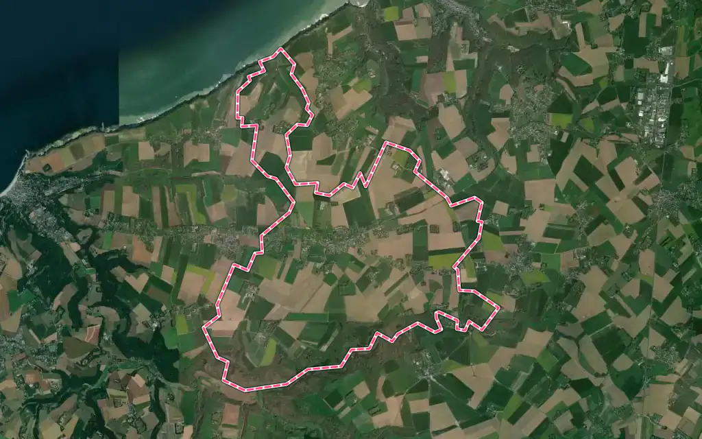 Vue satellite de Les Loges avec ses contours administratifs