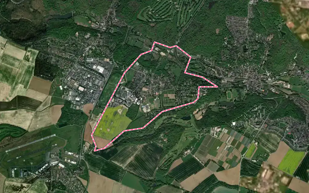 Vue satellite de Les Loges-en-Josas avec ses contours administratifs