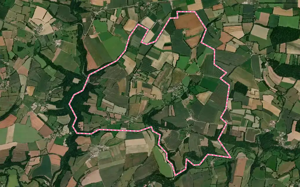 Vue satellite de Les Loges-Saulces avec ses contours administratifs