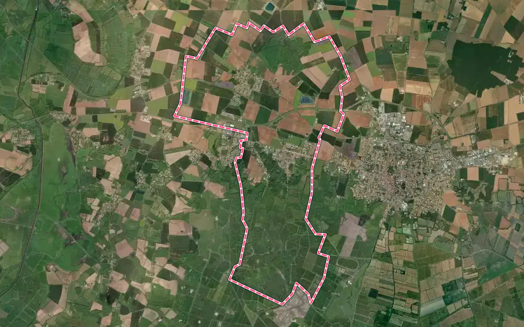 Vue satellite de Les Magnils-Reigniers avec ses contours administratifs
