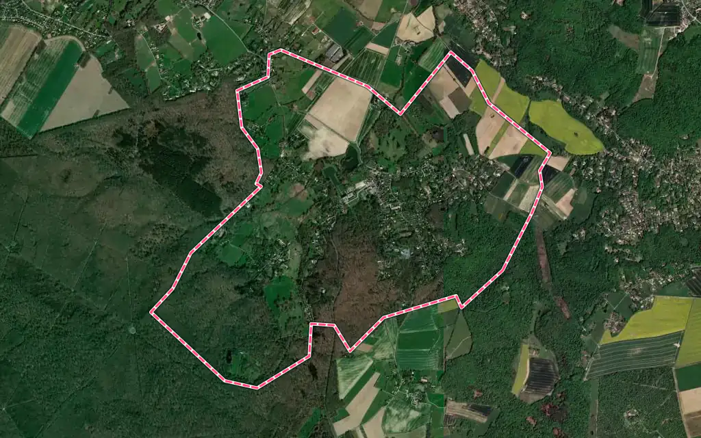 Vue satellite de Les Mesnuls avec ses contours administratifs