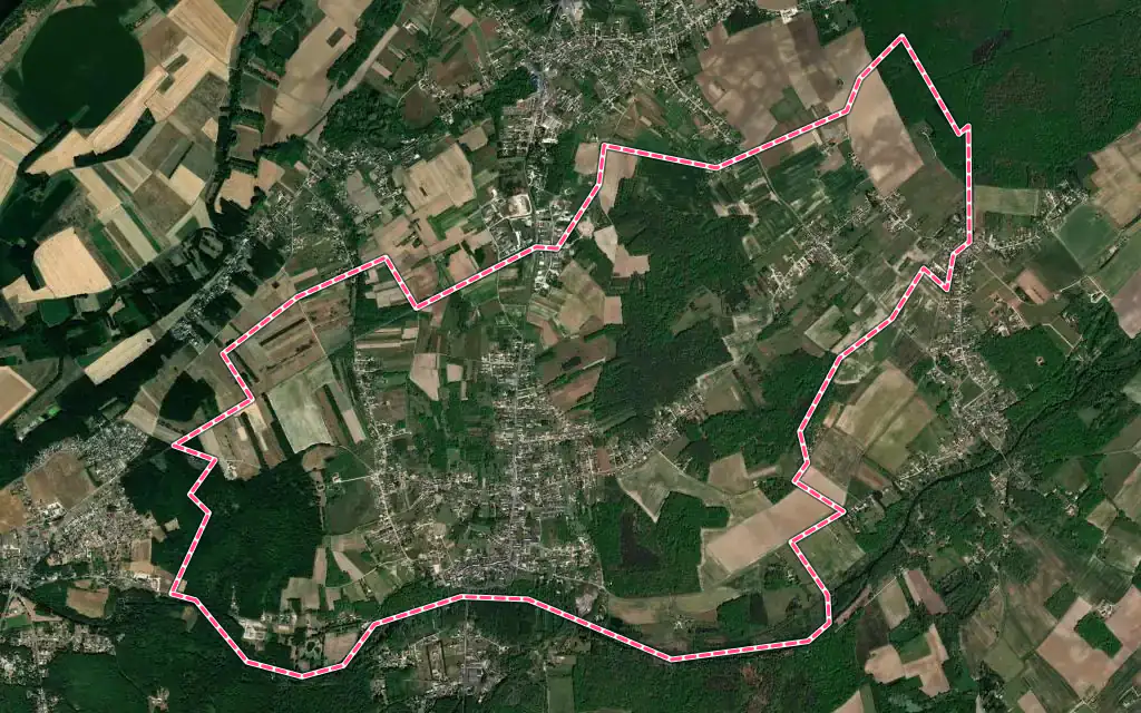 Vue satellite de Les Montils avec ses contours administratifs