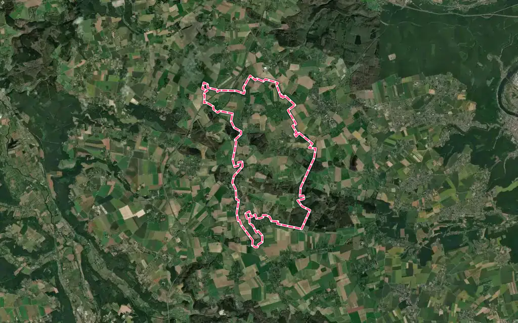 Vue satellite de Les Monts du Roumois avec ses contours administratifs