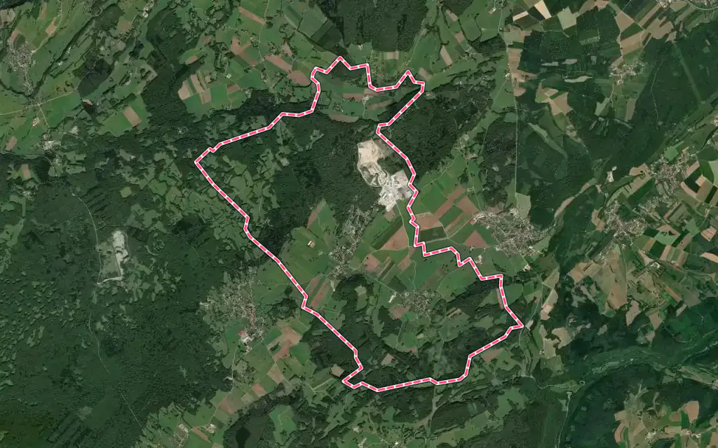 Vue satellite de Les Monts-Ronds avec ses contours administratifs