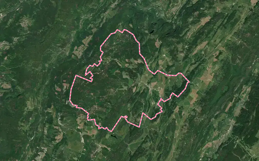 Vue satellite de Les Moussières avec ses contours administratifs