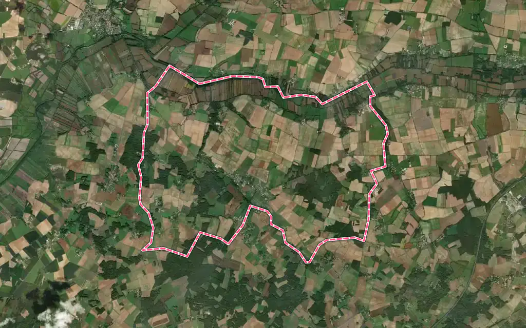 Vue satellite de Les Nouillers avec ses contours administratifs