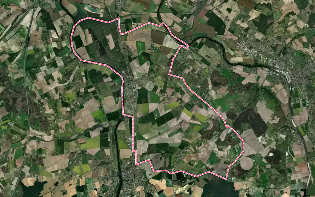 Vue satellite de Les Ormes avec ses contours administratifs