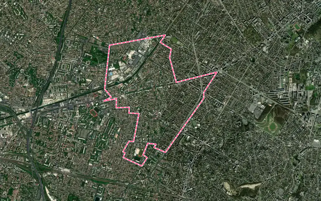 Vue satellite de Les Pavillons-sous-Bois avec ses contours administratifs