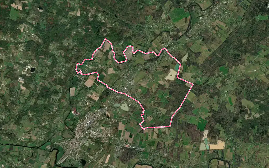 Vue satellite de Les Peintures avec ses contours administratifs