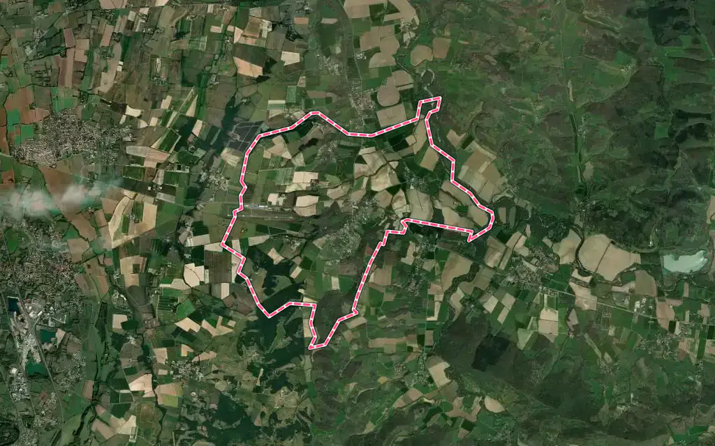 Vue satellite de Les Pujols avec ses contours administratifs