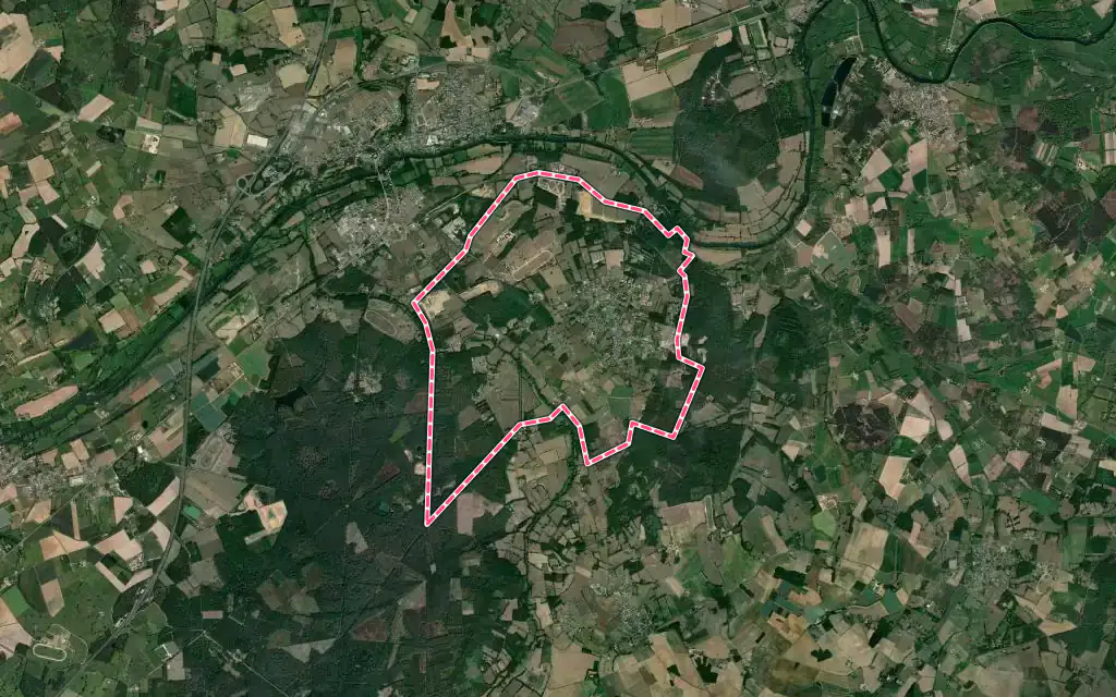 Vue satellite de Les Rairies avec ses contours administratifs