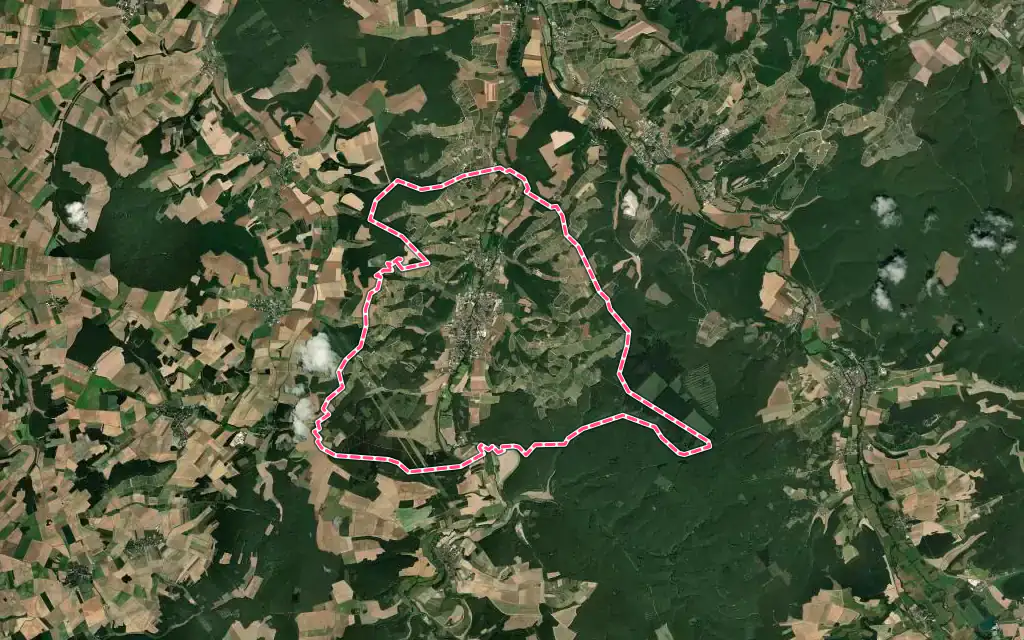 Vue satellite de Les Riceys avec ses contours administratifs