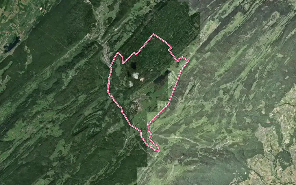 Vue satellite de Les Rousses avec ses contours administratifs