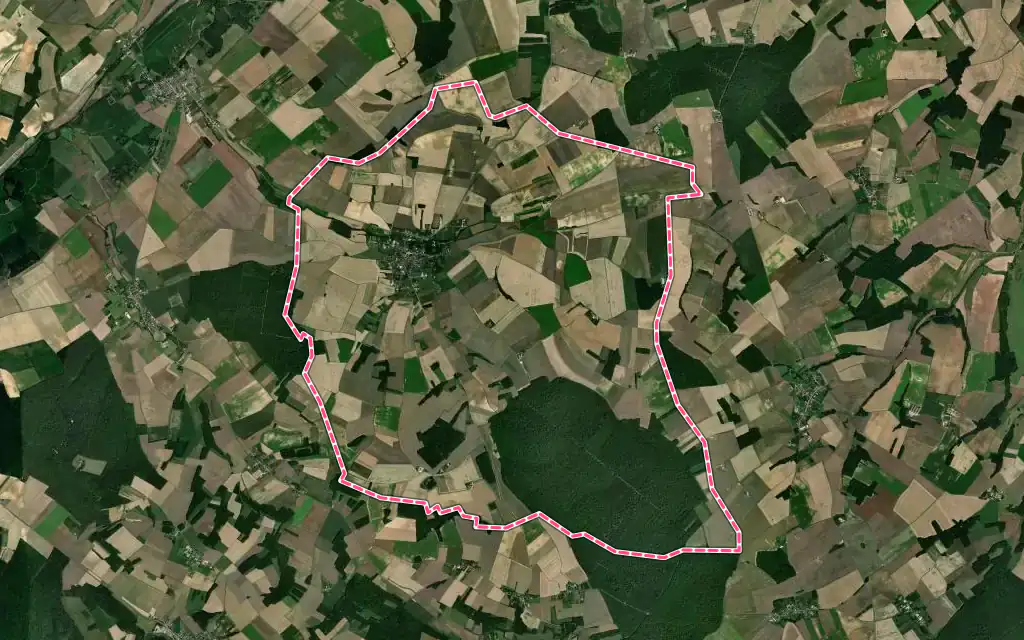Vue satellite de Les Sièges avec ses contours administratifs