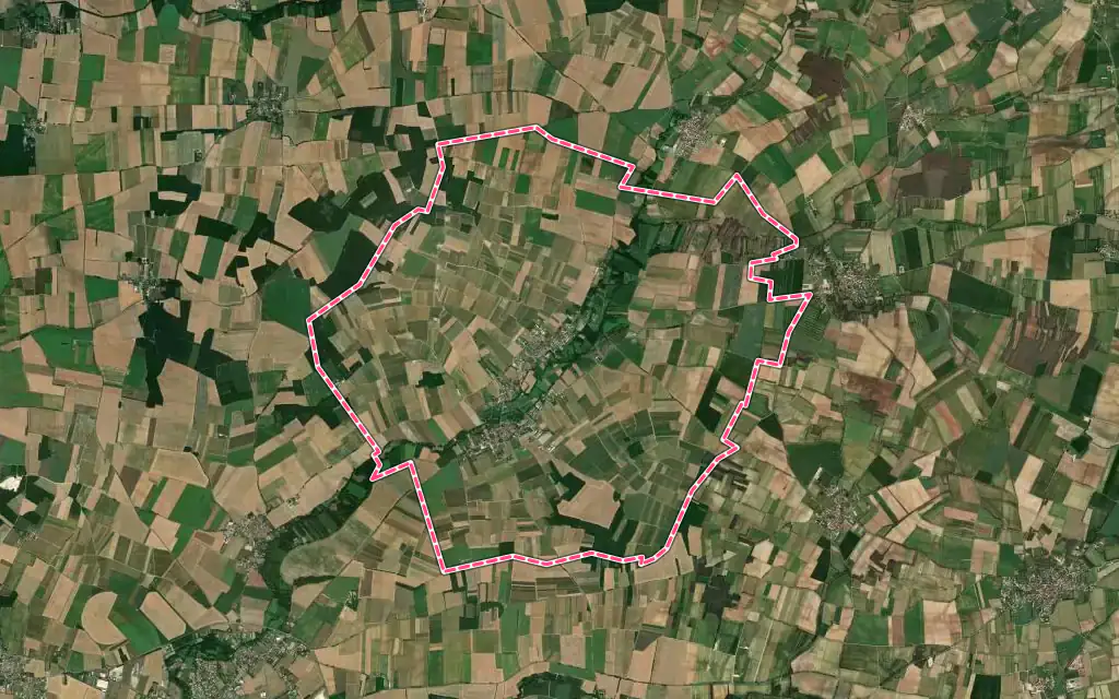 Vue satellite de Les Touches-de-Périgny avec ses contours administratifs