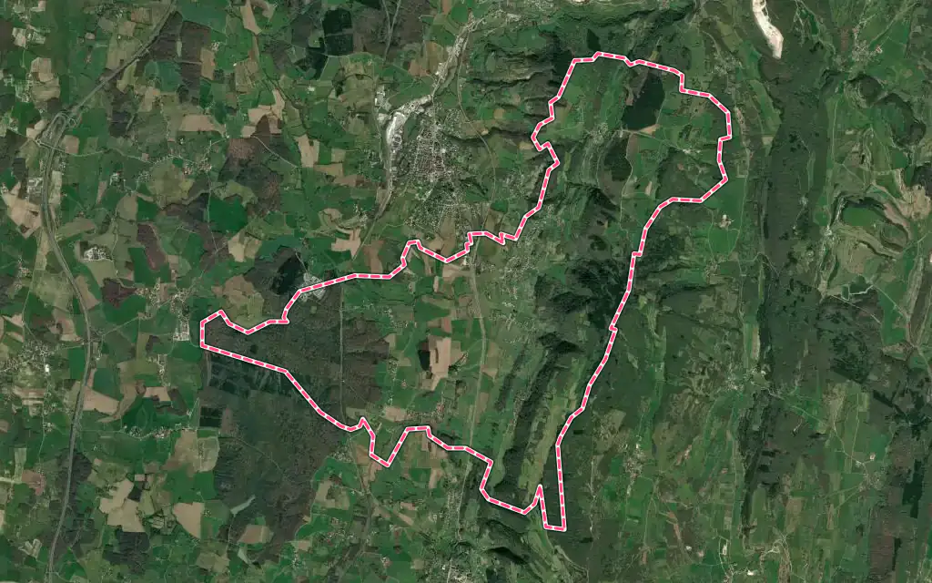 Vue satellite de Les Trois-Châteaux avec ses contours administratifs