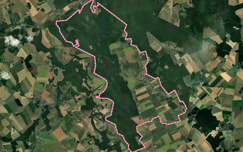 Vue satellite de Les Ventes avec ses contours administratifs