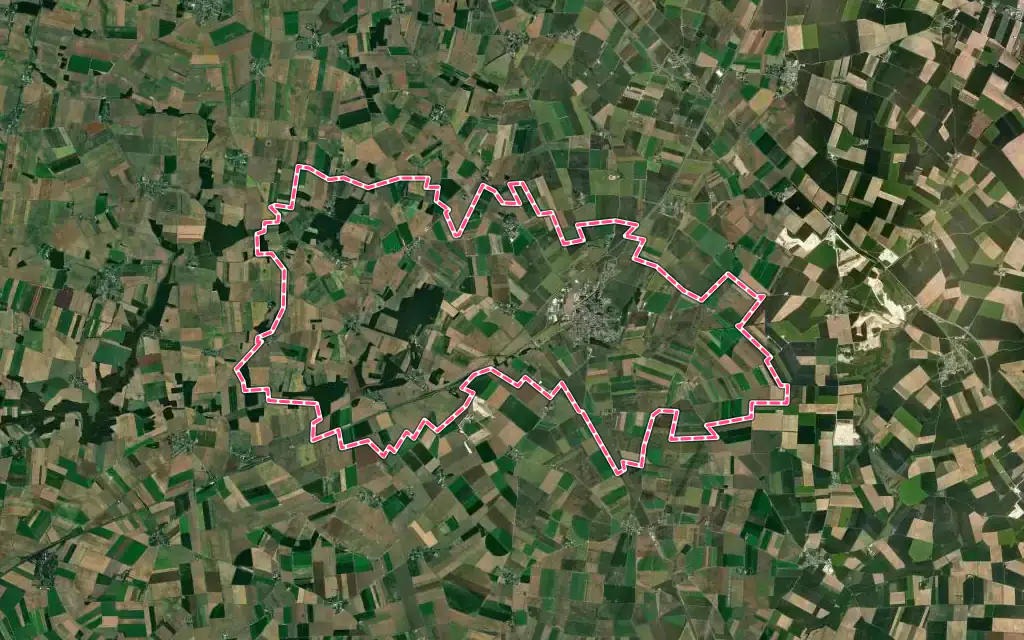 Vue satellite de Les Villages Vovéens avec ses contours administratifs