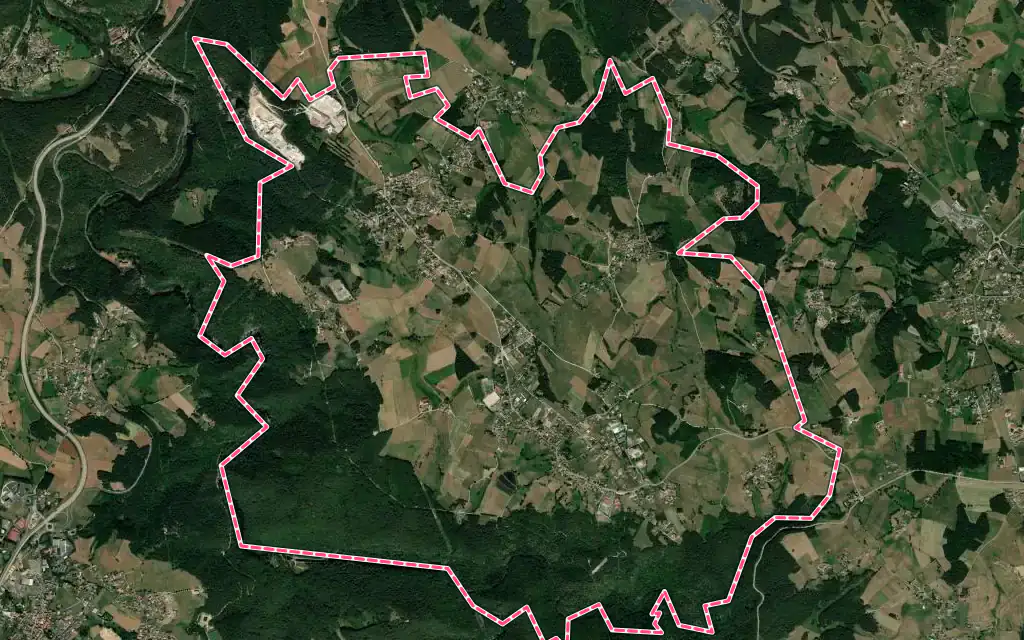 Vue satellite de Les Villettes avec ses contours administratifs