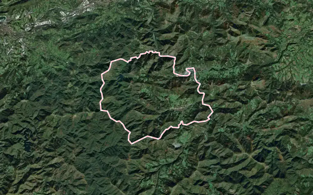 Vista satélite de Lesaka con su contorno administrativo