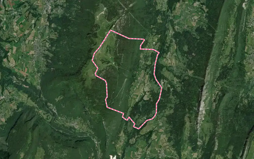 Vue satellite de Leschaux avec ses contours administratifs