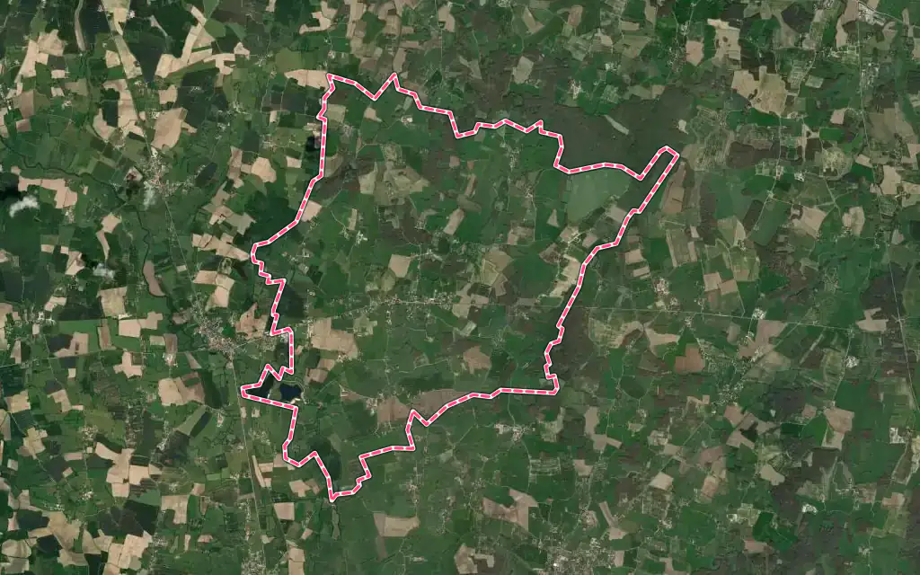 Vue satellite de Lescheroux avec ses contours administratifs