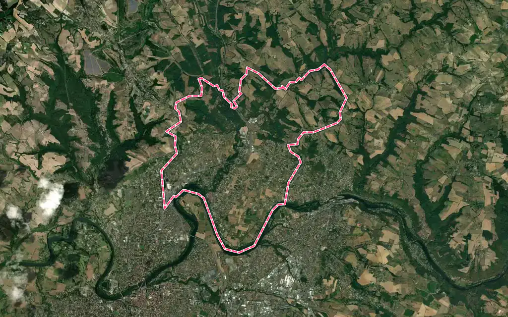 Vue satellite de Lescure-d'Albigeois avec ses contours administratifs