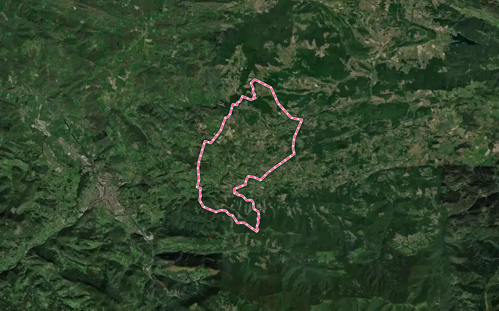 Vue satellite de Lescure avec ses contours administratifs