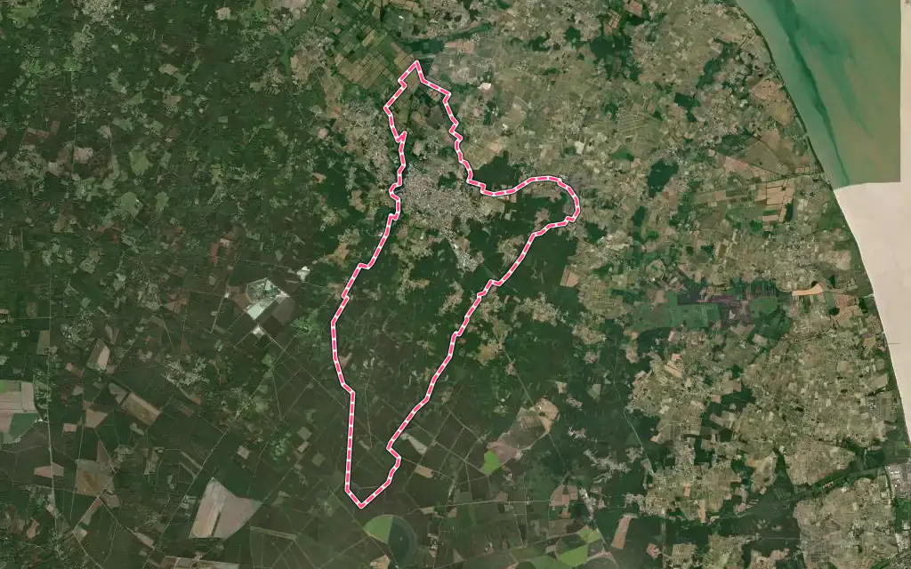 Vue satellite de Lesparre-Médoc avec ses contours administratifs