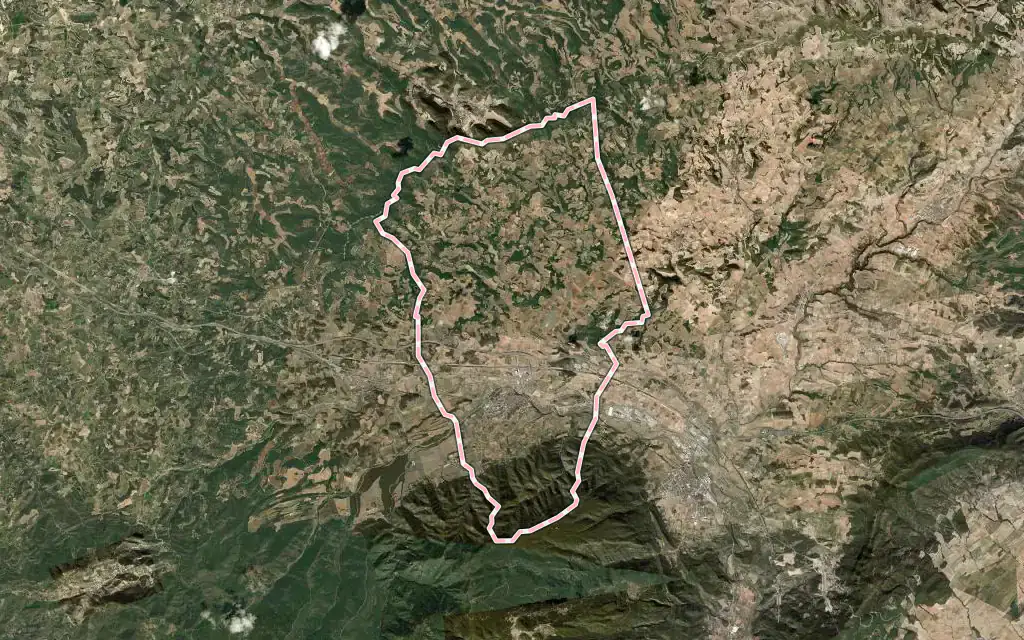 Vista satélite de l'Espluga de Francolí con su contorno administrativo