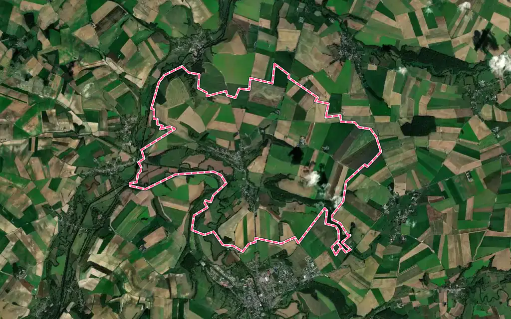 Vue satellite de Lesquielles-Saint-Germain avec ses contours administratifs