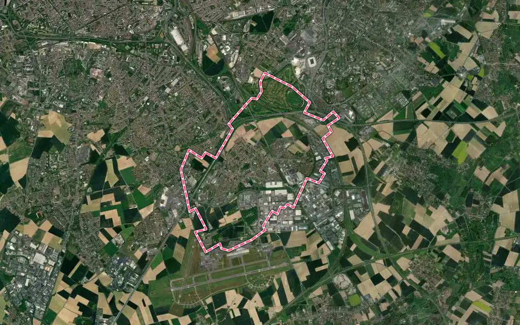 Vue satellite de Lesquin avec ses contours administratifs